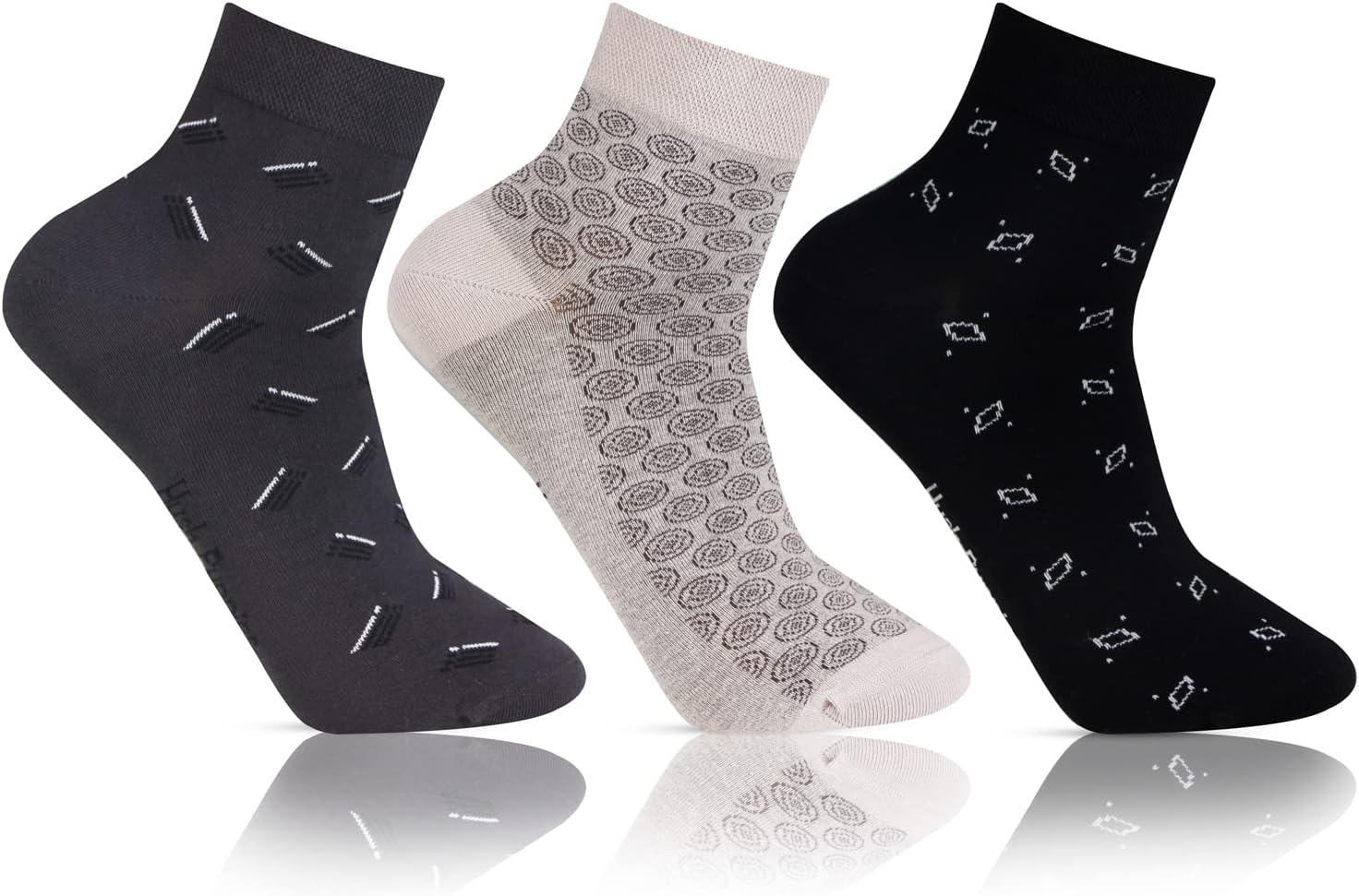 Hush Puppies Men's Cotton Ankle Socks, AOP, Pack of 3