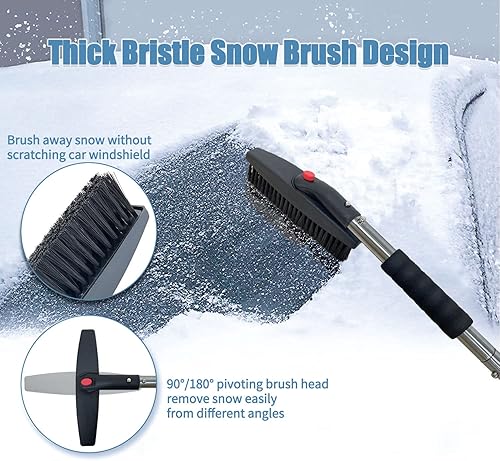 Miniatura 8 de Sutekus El kit de cepillo de nieve incluye pala de nieve, raspador de hielo, cepillo de nieve y cubierta de nieve para parabrisas de automóvil, SUV,
