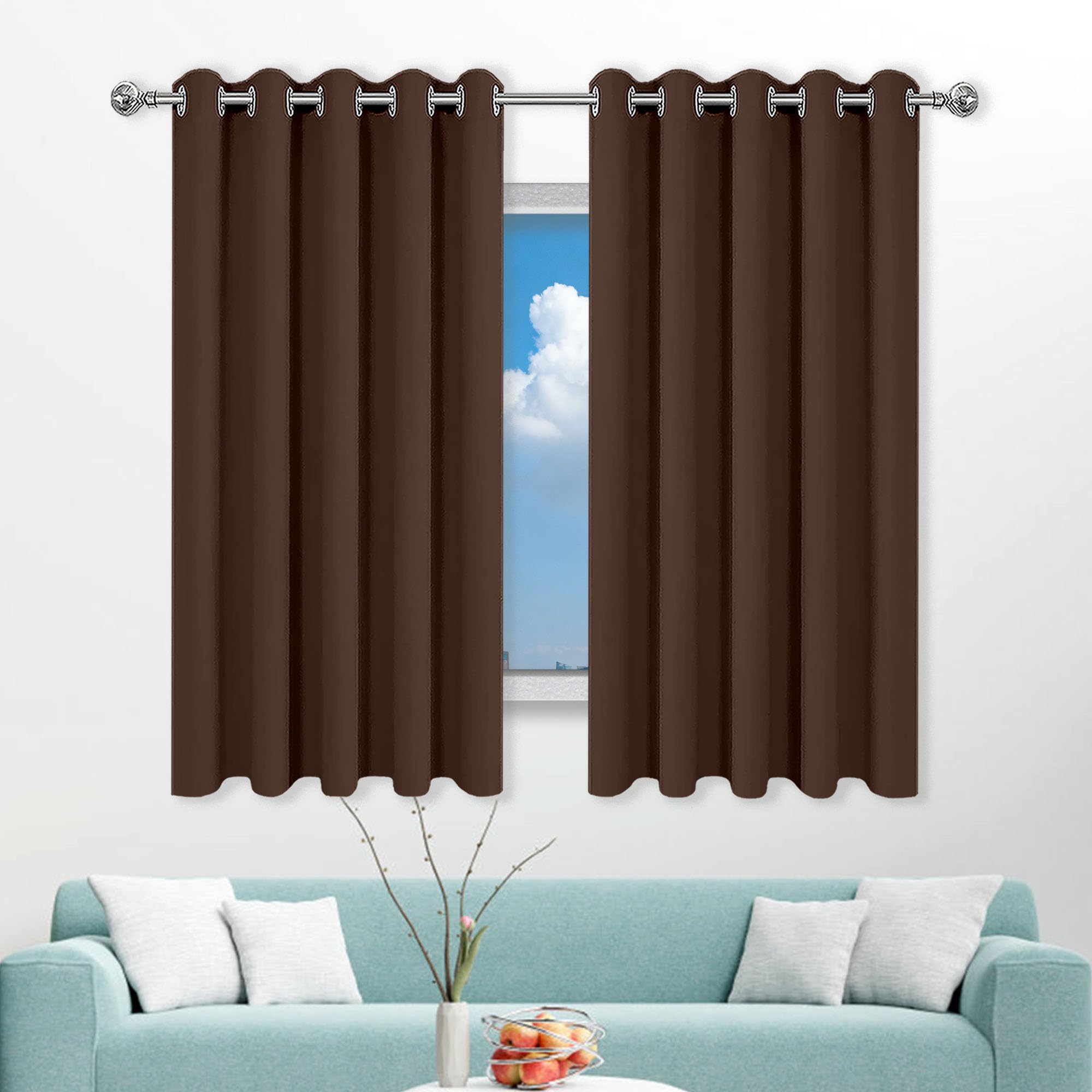 Rideau occultant isolant haut de gamme brun 190 x 275 cm au drapé lourd et doux