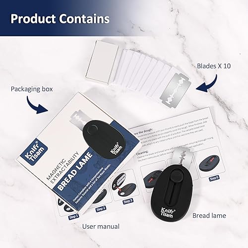 Miniatura 8 de KNIFRTISAM Herramienta de puntuación de masa coja de pan con diseño magnético y retráctil, mango de empuje y jalador, herramienta de puntuación de