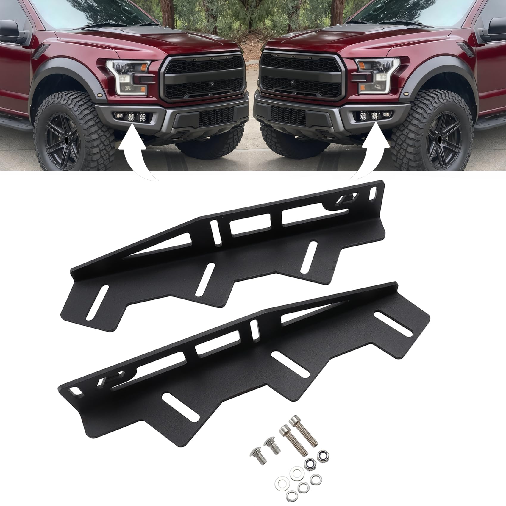LED Front Fog Light Mounting Brackets Fit for Ford Raptor 2017 2018 2019 2020 2021 2022
