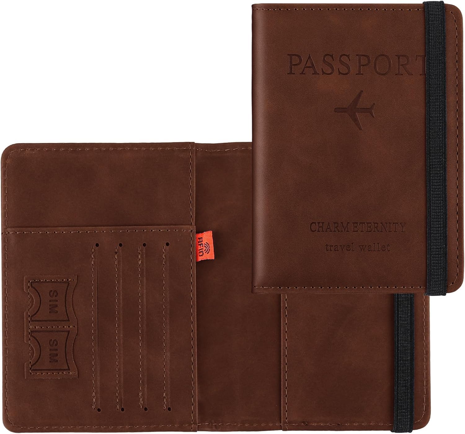 RFID Blocking Passport Holder – PU Leather Travel Wallet with Card Slots, SIM Holder & Elastic Strap, Slim Durable Passport Cover & Travel Document Organizer for Men & Women-image-42