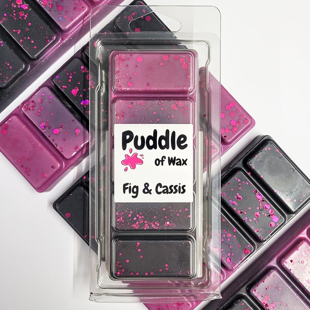 Puddle Of Wax Black & Purple - Fig & Cassis Soy Wax Melt Snap Bar - 50G - Fruity Scent - Vegan Friendly - Made In The Uk