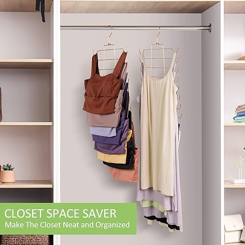 Miniatura 6 de OMHOMETY Perchas para camisetas sin mangas, paquete de 2 organizadores de brasieres para armario, organizadores colgantes de armario y