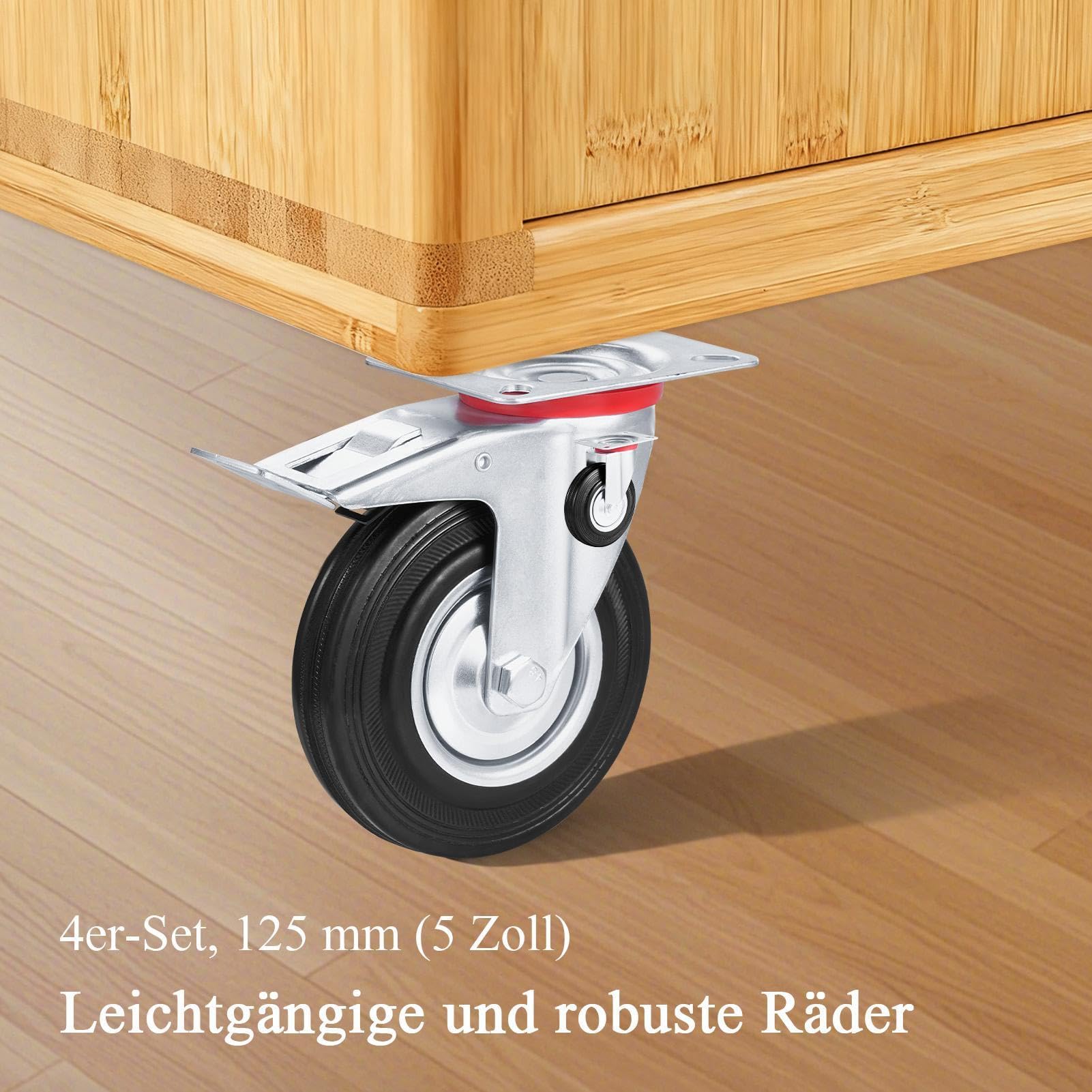 Lenkrollen 4-teiliges Schwerlast-Rollen-Set 360 Grad Schwenkbar Für | Rollbare Möbelrollen für Schrank Werkbank Couch Schublade Kühlschrank Schreibtisch Tisch Bettgestell Regaleinh