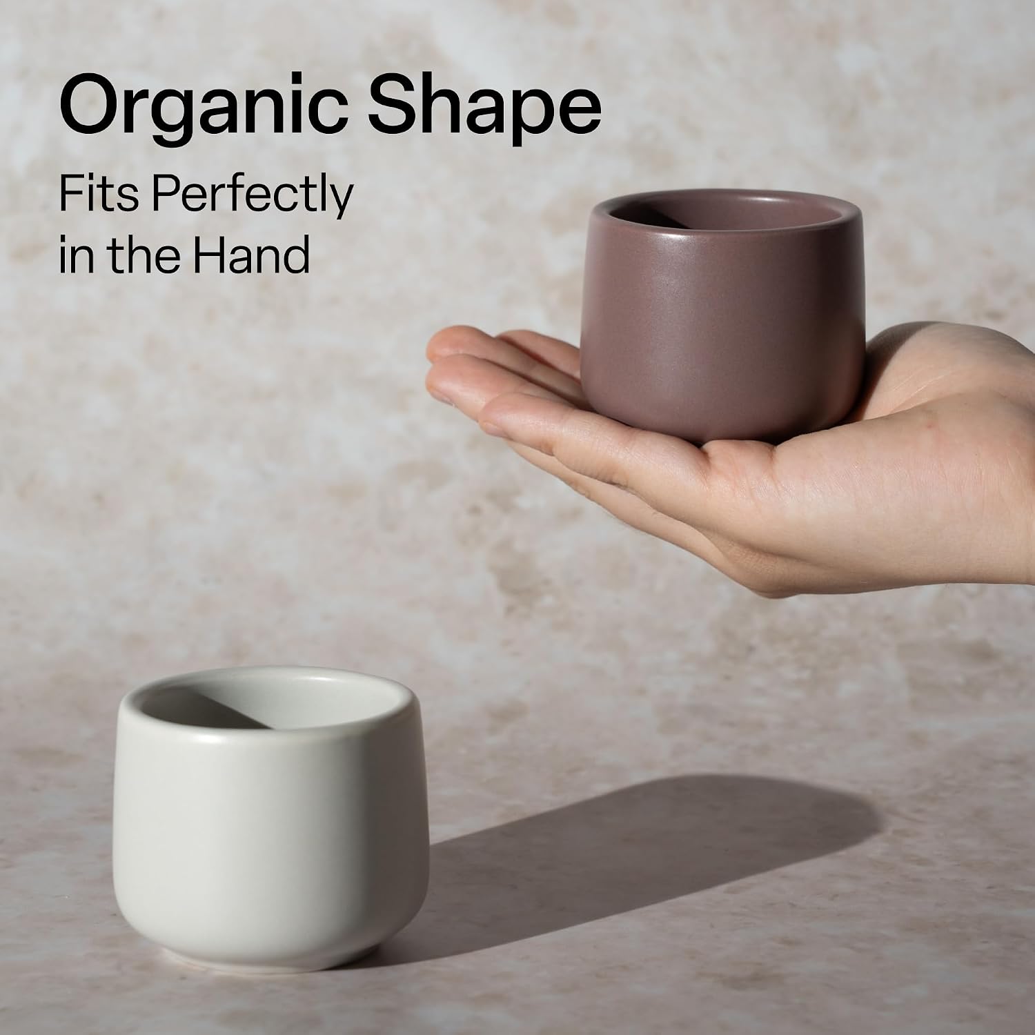 MIAMIO - Espresso Cups Set of 4 (2.7 oz) - Nami (Beige Canyon) - Modern