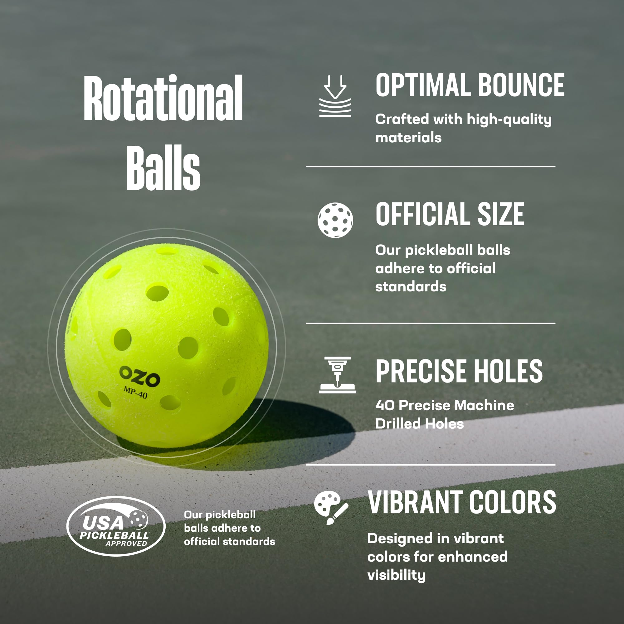 OZO Outdoor Pickleball Ball Sets – Durable, Weather-Resistant Balls with High-Visibility for All-Level Outdoor Play