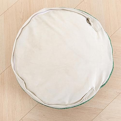 Miniatura 6 de Poofieotto Puf otomano relleno con relleno de puf, puf de terciopelo para piso, taburete otomano redondo de almacenamiento, reposapiés de 20 x 12