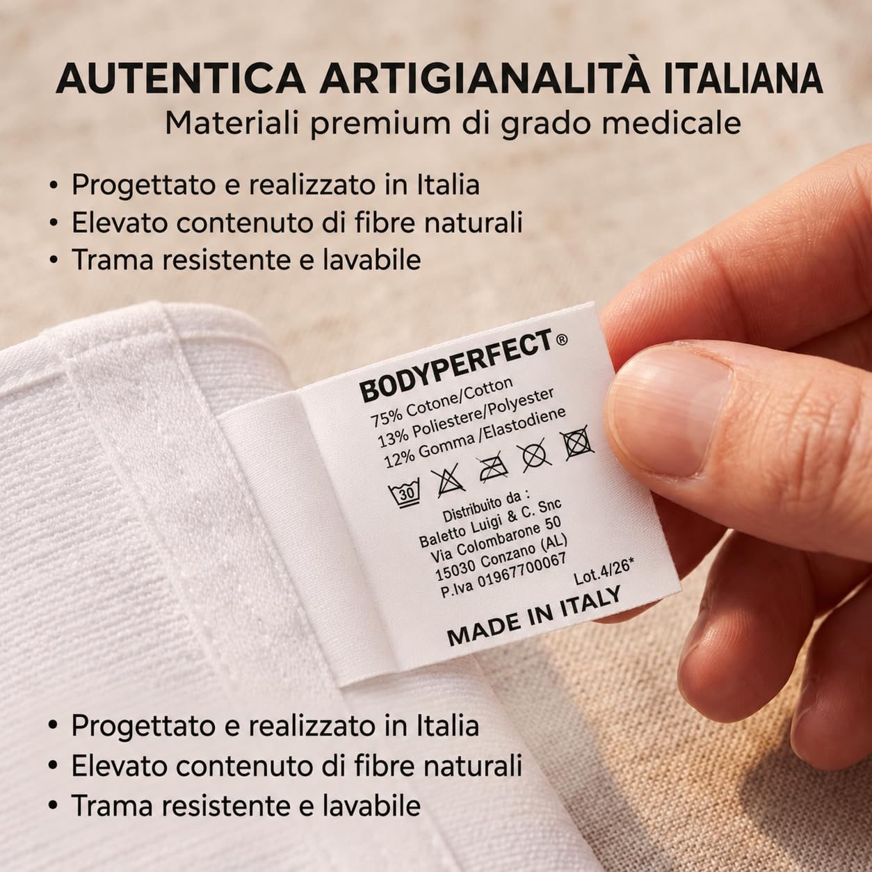 BODYPERFECT Fascia Post operatoria Unisex contenitiva Post Parto Operazione Allevia mal di schiena chiusura a strappo regolabile in Cotone (81/92 cm Girovita Addome)