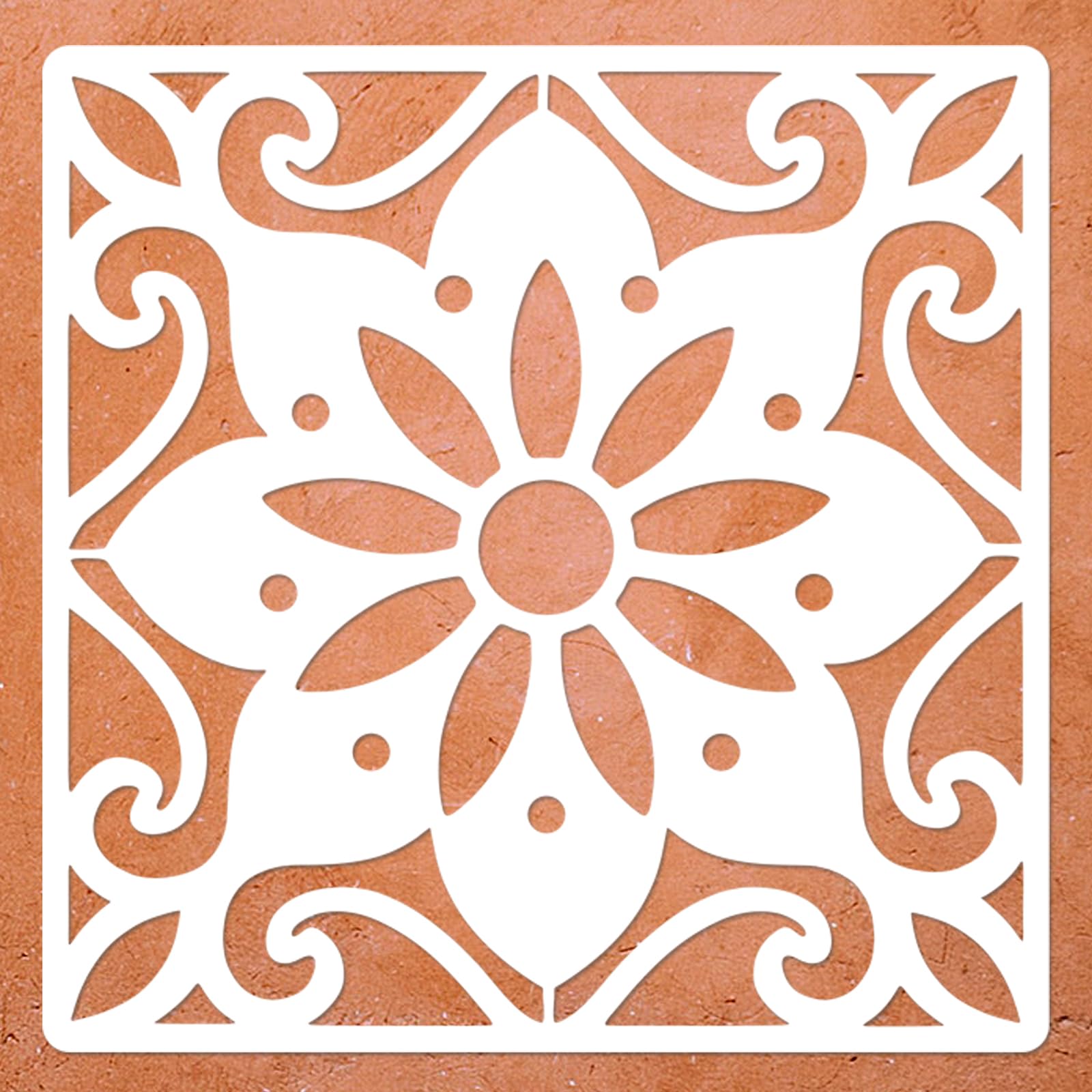 Large Floor Stencils 2-Pack of 12 x 12" Mexican Talavera Pattern Reusable Tile Stencils Wall Stencil for Painting Walls, Floors, Tiles, Walkway, Furniture, Patio, Concrete, Porch Floor Stencil
