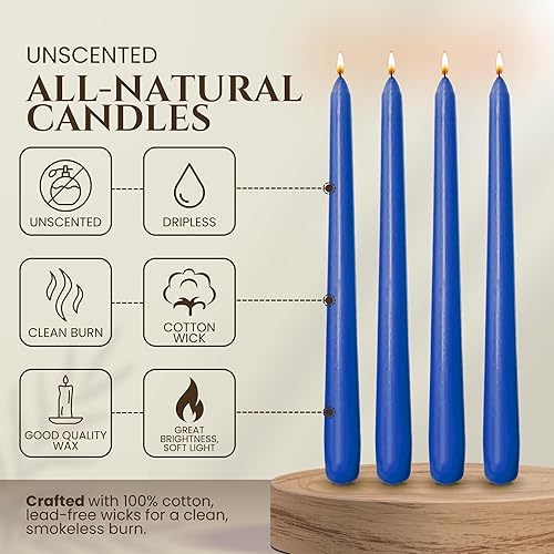 Miniatura 138 de Axiom Candles Velas altas sin goteo de 10 pulgadas sin perfume y sin humo, 9 horas de tiempo de combustión, velas cónicas para el hogar, cenas