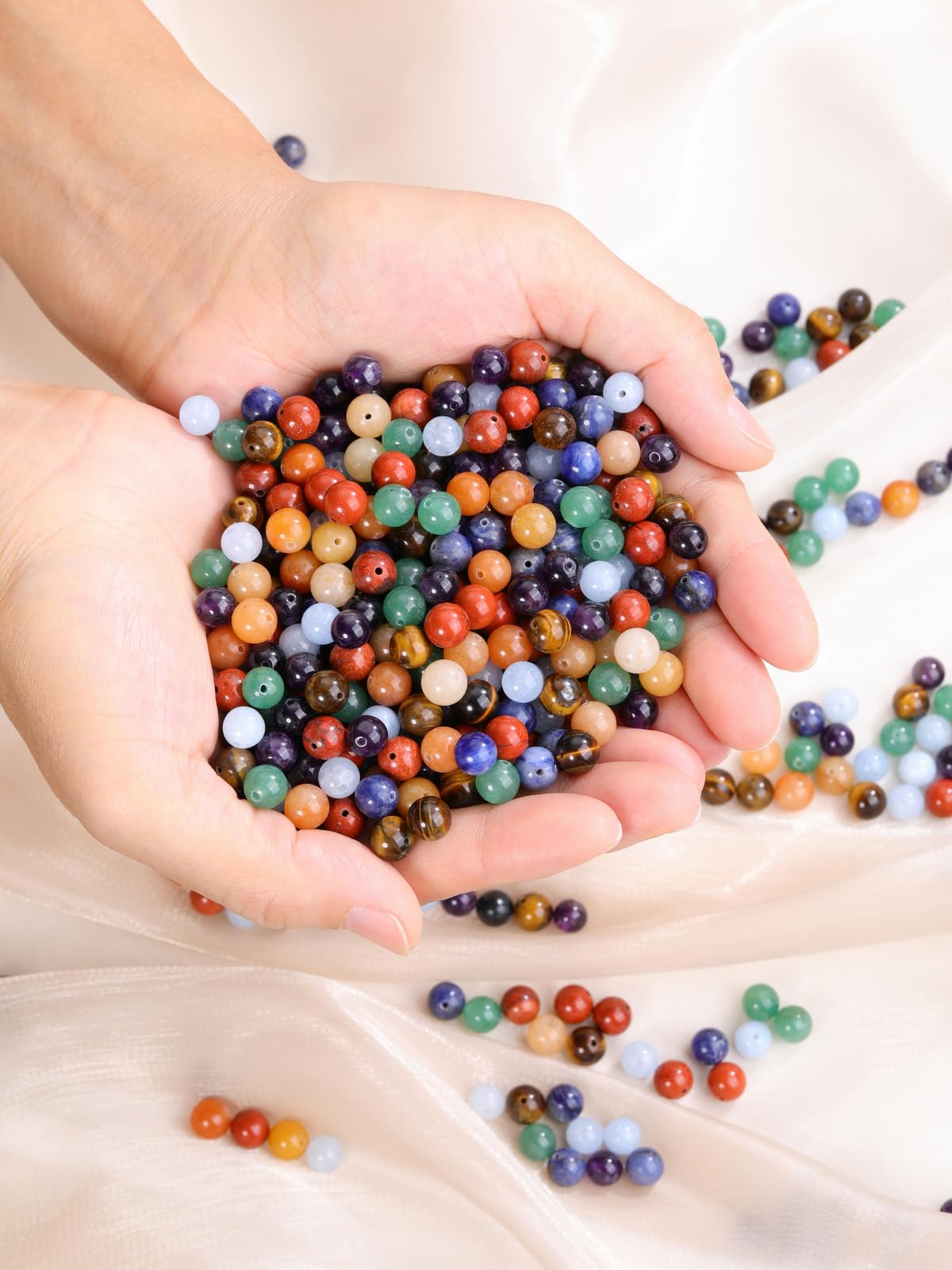 JOVIVI 8mm 7 Chakra Crystal Beads for Jewellery Making,100Pcs Beads for Crafting Natural Round Stone Loose Gemstone Colourful Rainbow Craft Beads for Jewelry Making Bracelet Necklace DIY - Image 3