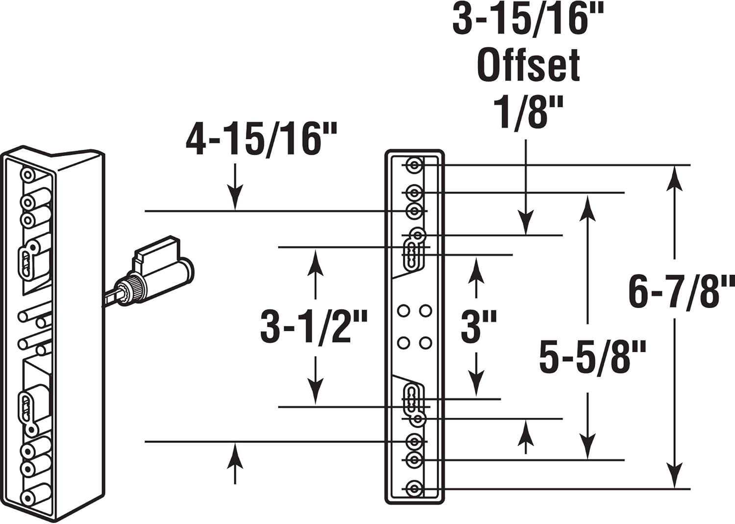 Slide-Co 141860 Black Diecast Sliding Door Outside Pull Keyed, Adams Rite and W & F (Single Pack)