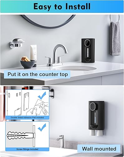 Miniatura 6 de Dispensador automático de enjuague bucal para baño, dispensador automático de lavado bucal de 18.26 onzas (18.3 fl oz) con vasos magnéticos, 3