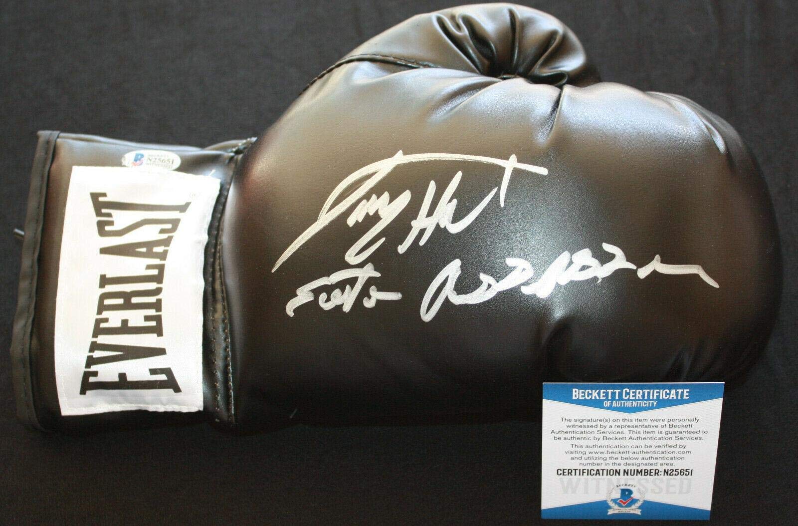 Larry Holmes signed & inscribed laced boxing glove, IBF, WBC, Beckett BAS N25651 - Autographed Boxin