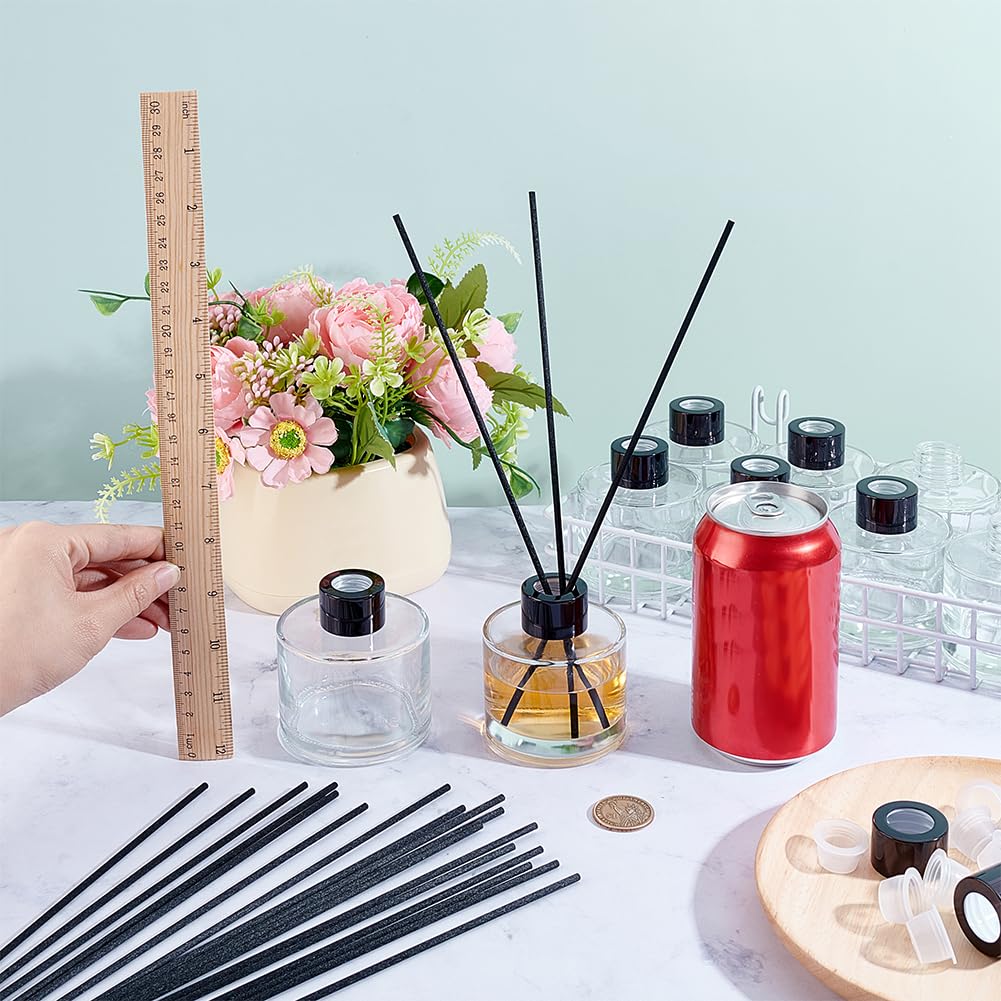 FINGERINSPIRE 10Pcs Bouteilles pour Diffuseur À Baguettes avec 50 Baguettes Noires, 100ml Bouteilles pour Diffuseur Verre Bouteille Parfum Vides Rechargeables pour Salon Restaurant Hôtel Maison DIY