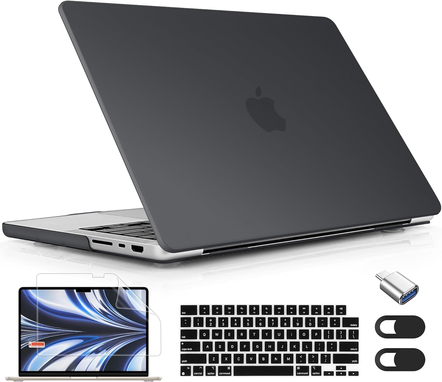 for MacBook Pro 16 inch Case 2021 2022 2023 2024 Release A3186 A3403 M4 A2991 M3 A2780 M2 A2485 M1 Pro/Max, Hard Shell Case with Screen Protector & Keyboard Cover, Matte Black