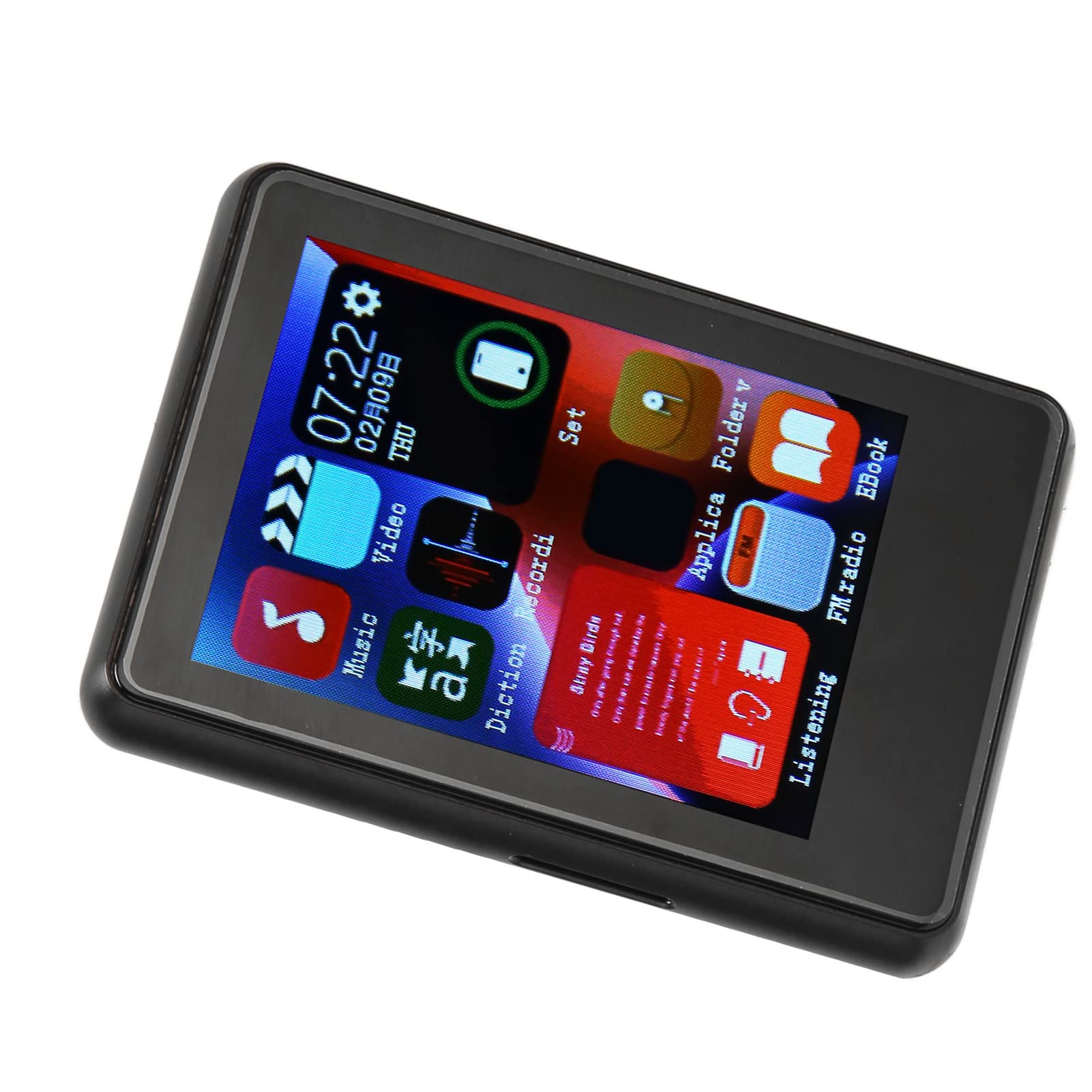 AMONIDA Reproductor MP3 con Pantalla Táctil Completa de 2,4 Pulgadas, Reproductor de Música HiFi sin Pérdidas con Bluetooth 5.0, Radio FM, Libro Electrónico, Memoria Ampliable de 4GB (4+256 GB