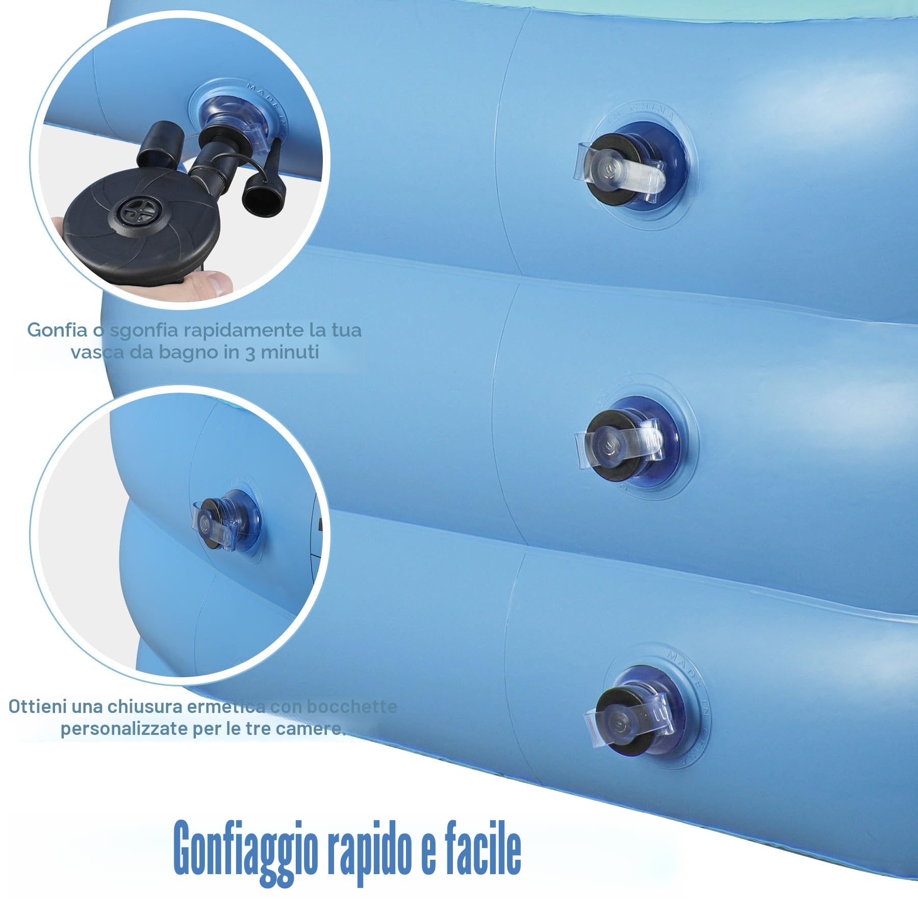 NArra Vasca da Bagno Gonfiabile per Adulti, Pieghevole in Plastica per Doccia, Portatile Autoportante, Interna ed Esterna, Facile da Gonfiare Con Pompa