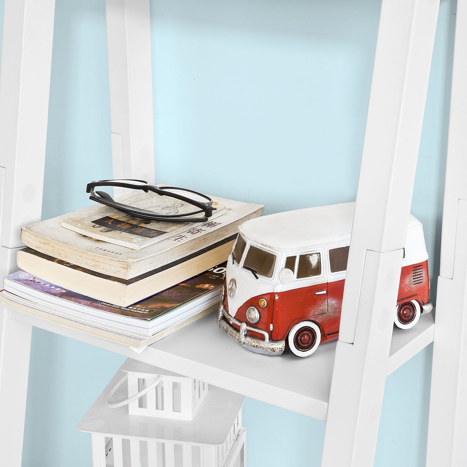 SoBuy Estantería Almacenaje de Madera Librerías para Libros de Pie con 5 Estantes Estanterias de Diseño 44 x 180 x 39 cm Blanco FRG101-W ES