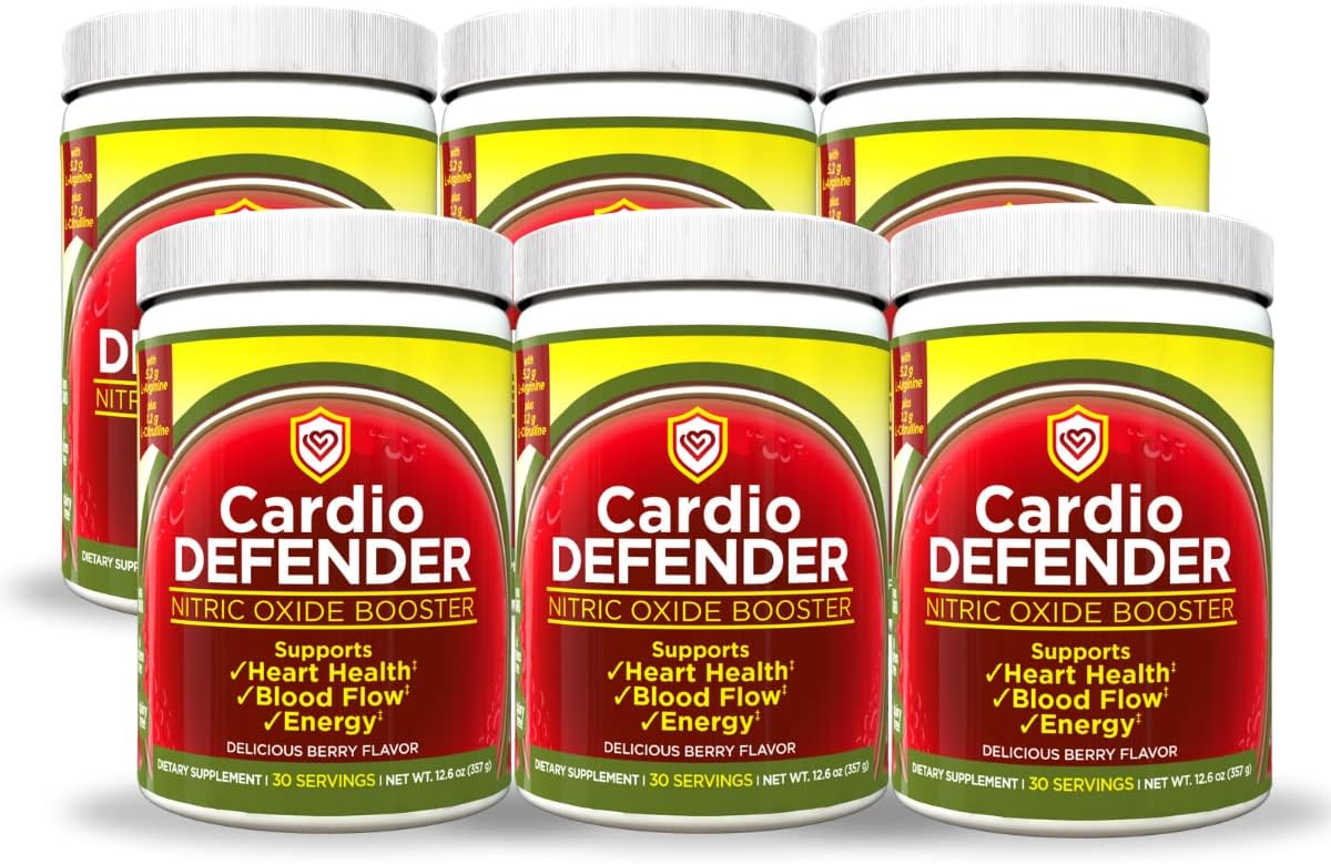Cardio Defender 6 Pack - Cardio Heart Health, Nitric Oxide Booster - L-Arginine Supplement with 5,200mg L-Arginine & 1,200mg L-Citrulline - Heart Health & Cardiovascular Support