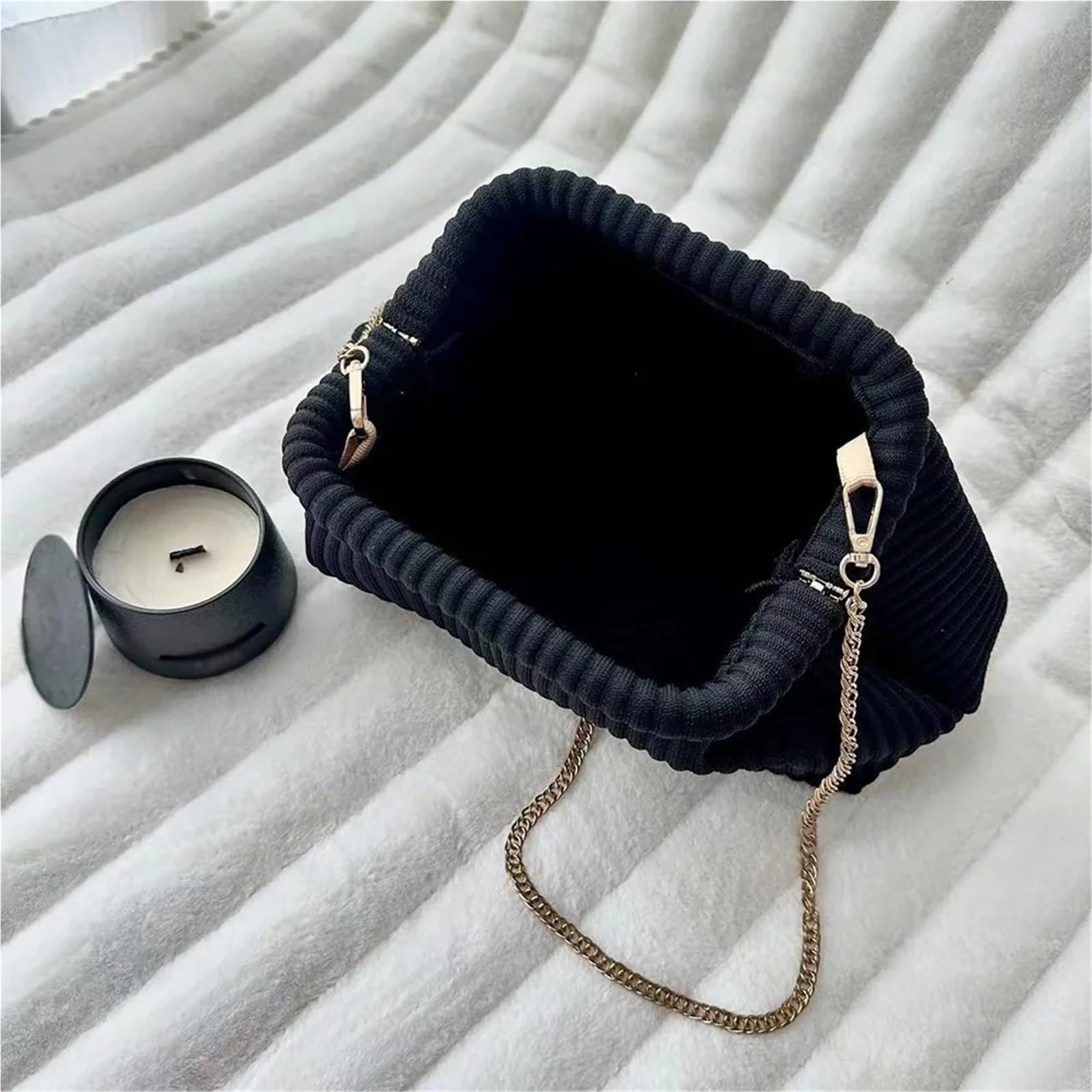 Pochette da sera donna Borsa in velluto a coste a tracolla morbida di grande capacità a elegante a alla moda per Cerimonie, Matrimoni