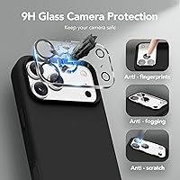 Vista 557 de GONEZ Funda de silicona para iPhone 15 Pro Max, compatible con Magsafe, protector de cámara + protector de pantalla, forro de microfibra suave Negro