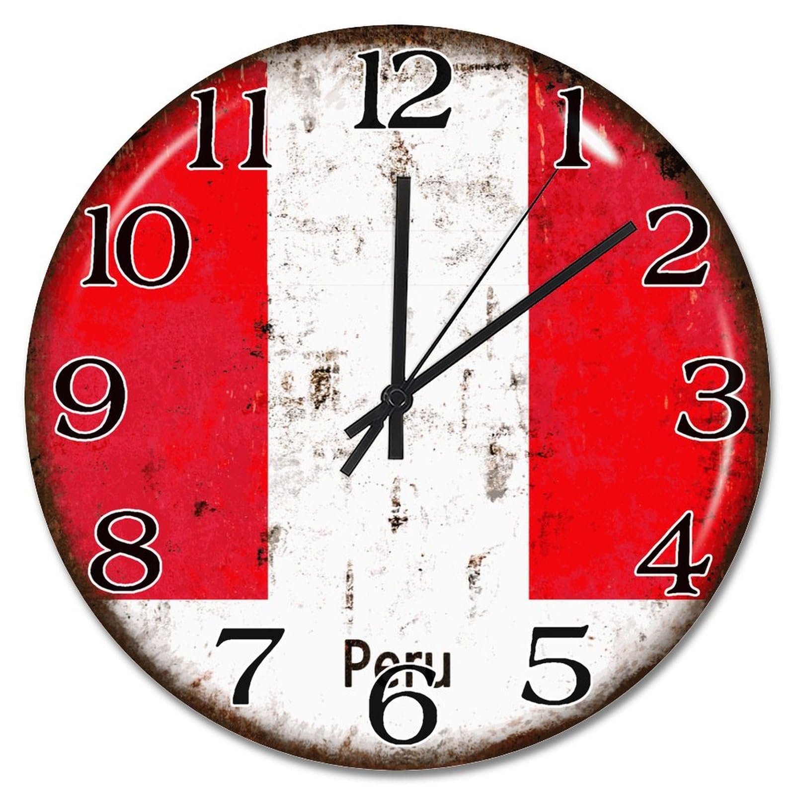 Horloge murale silencieuse Pérou 38 cm sans tic-tac pour salon et bureau