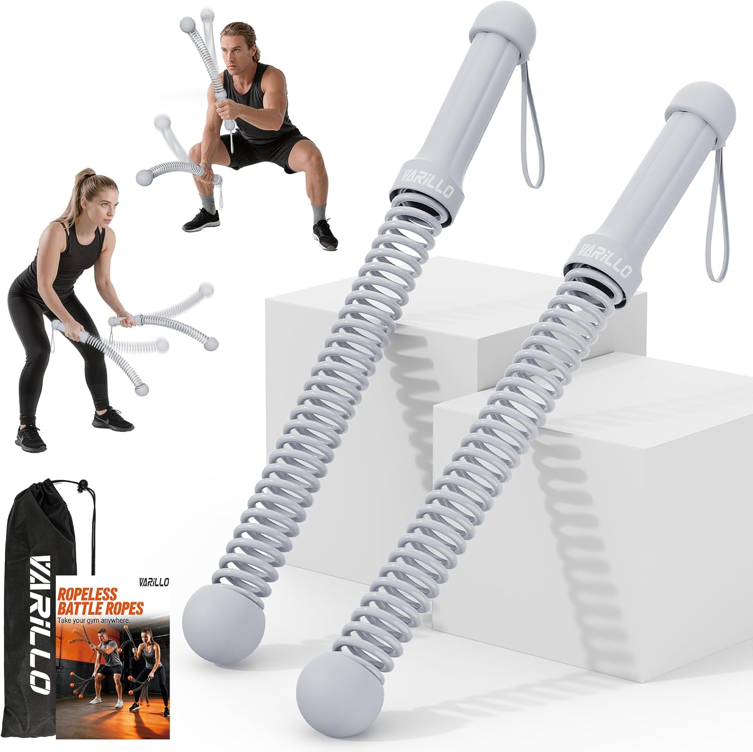 Ropeless Battle Ropes for Home Gym, Portable Cordless Weighted Battle Ropes with Storage Bag, High Calorie Burn for Men & Women, Fitness Equipment for HIIT & Low-Impact Aerobic Training