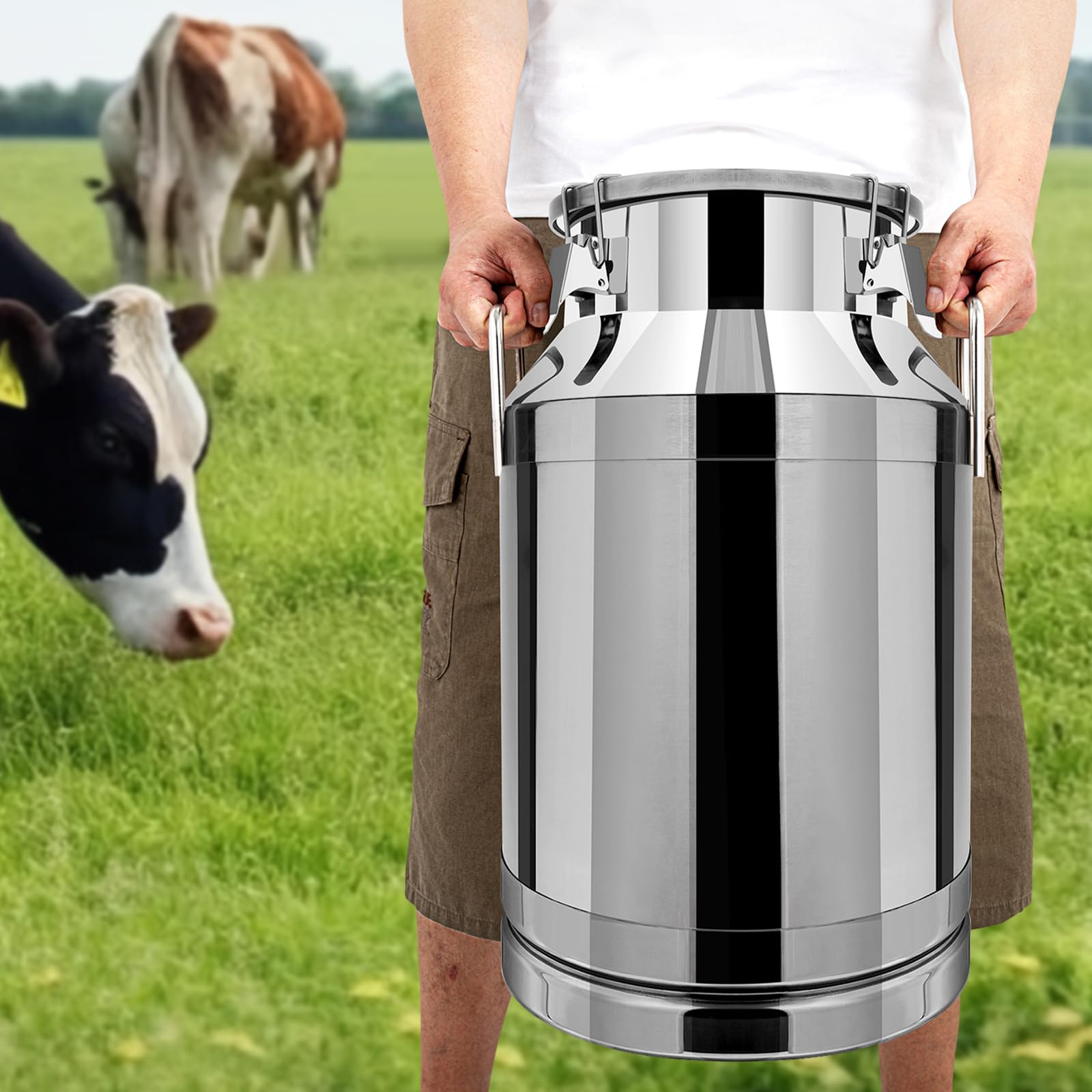 Bidone per il trasporto del latte in acciaio inox da 12L/20L/30L/40L/60L, brocca ermetica per latte, bidone per il trasporto adatto per la conservazione di vari prodotti liquidi e solidi come