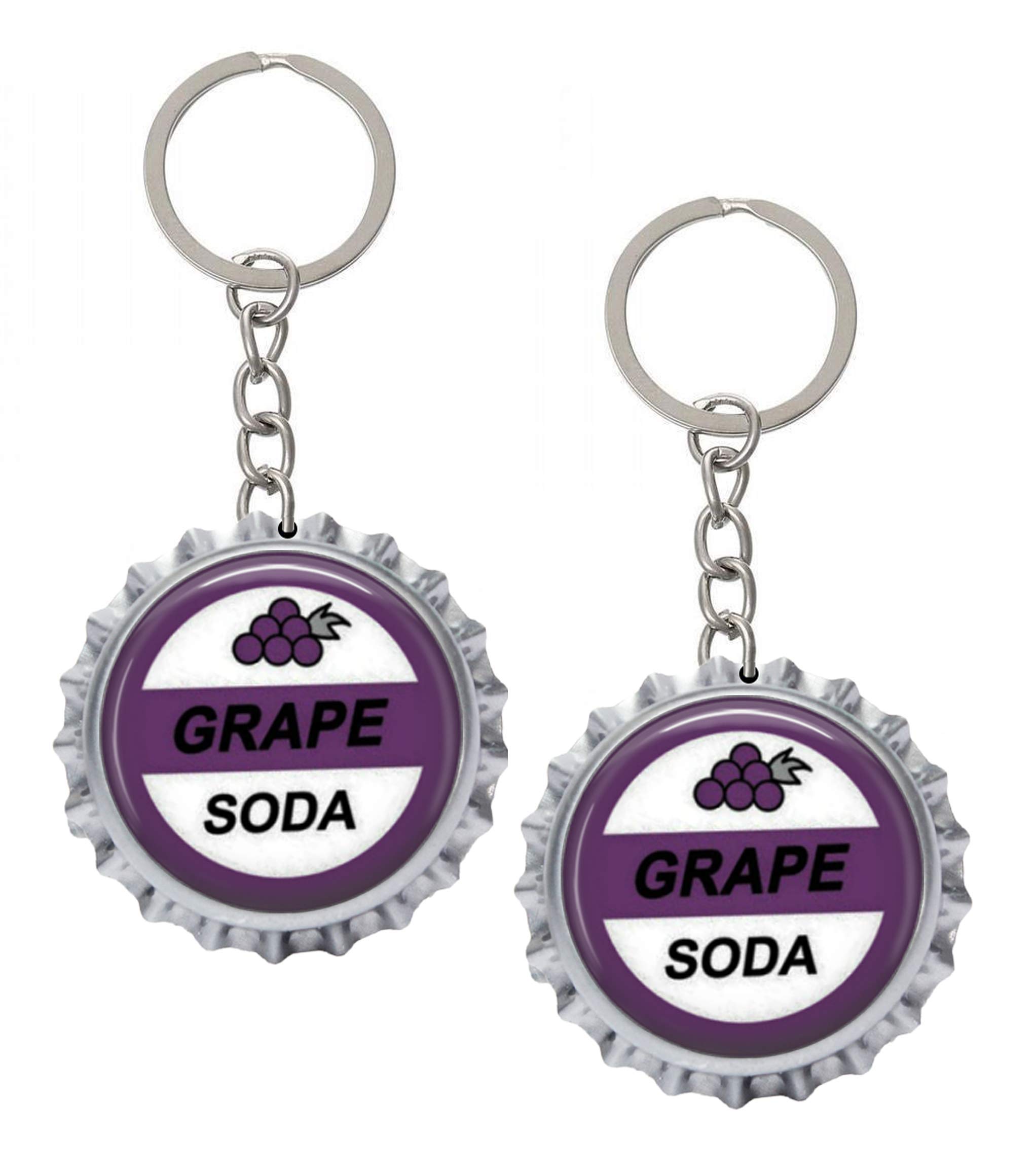 2 Grape Soda Crown Bottle Cap Key Chains