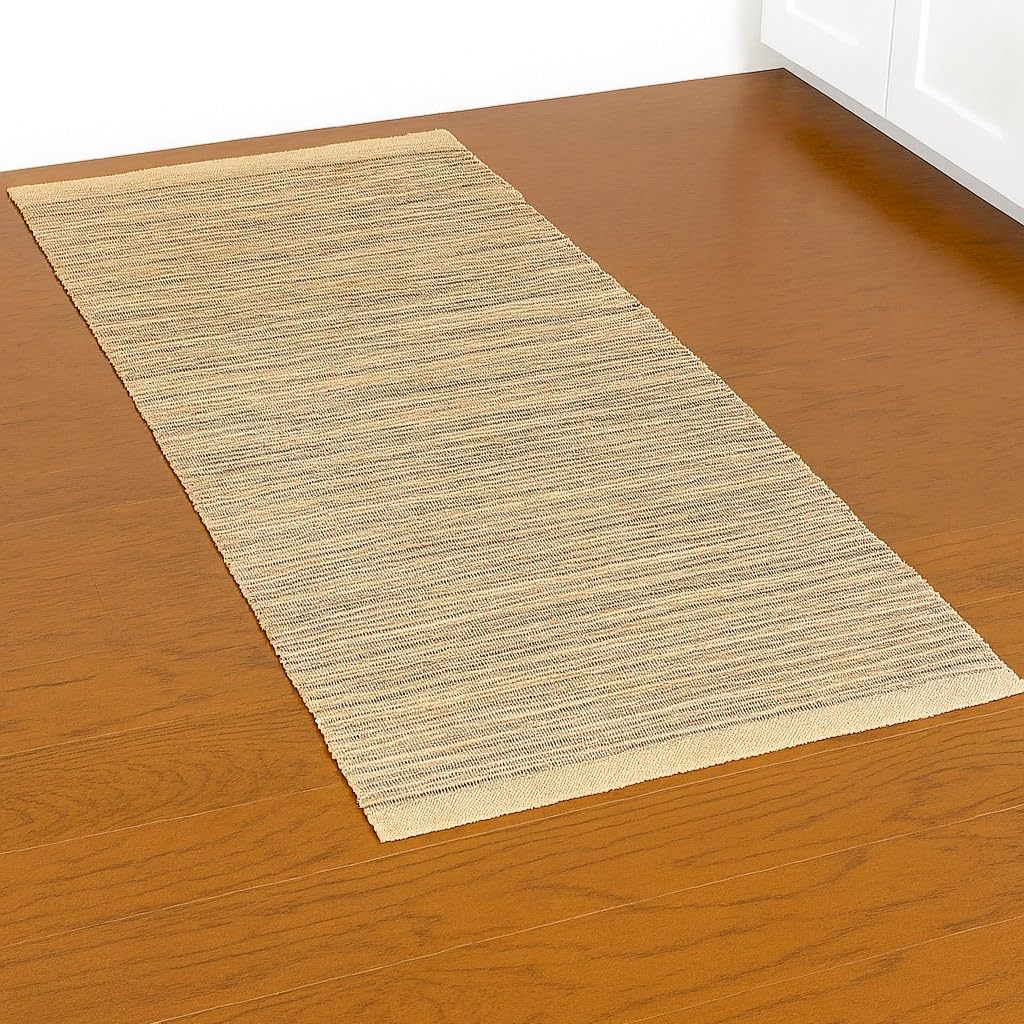 Reno Tappeto Cotone Lavabile Bagno Cucina Antiscivolo Lavabile in Lavatrice (Beige, 50x120 cm)