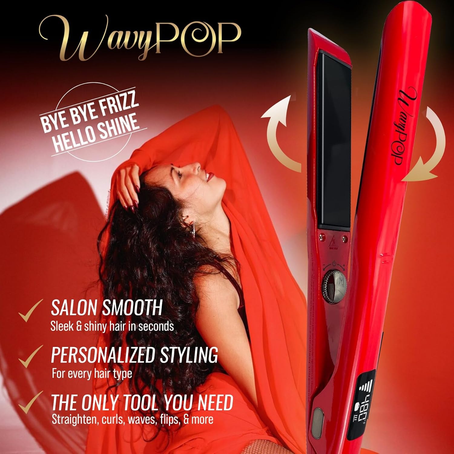 PRO 2 in 1 Professional Dual-Voltage Nano Titanium Flat Iron Hair Straightener & Curling Wand | up to 480F | 10s Heat-Up | 1.25" Ceramic MCH Fast Heat with Auto Shut Off