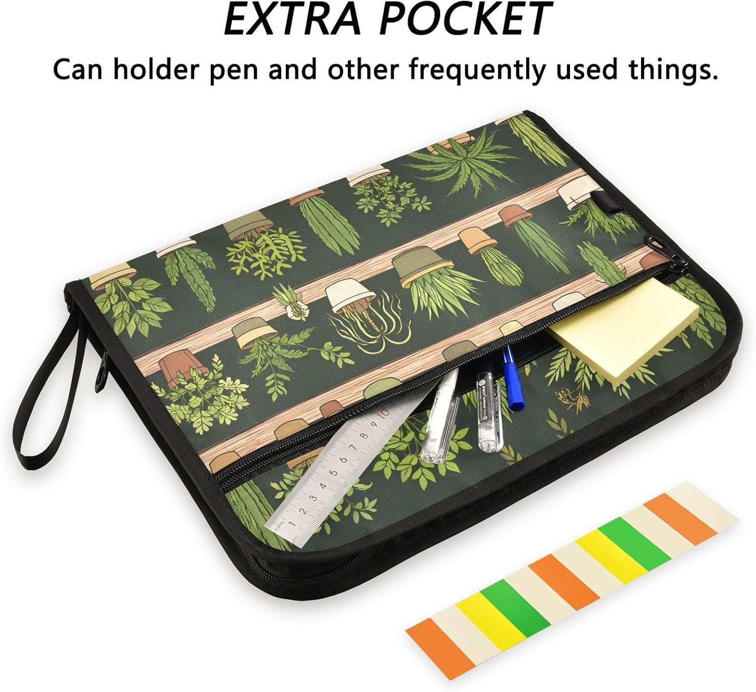 ALAZA Cactus Expanding File Folder, 13 Pockets Expandable Document Organizer Folder with Zipper Closure for Home Office A4 Letter Size Paper Document