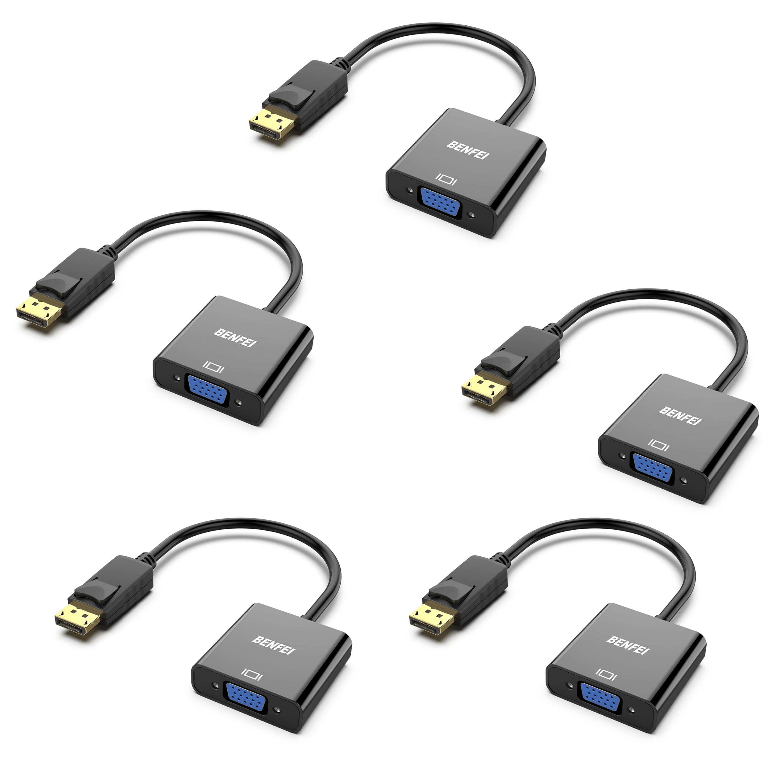 BENFEI DisplayPort to VGA 5 Pack,Gold-Plated