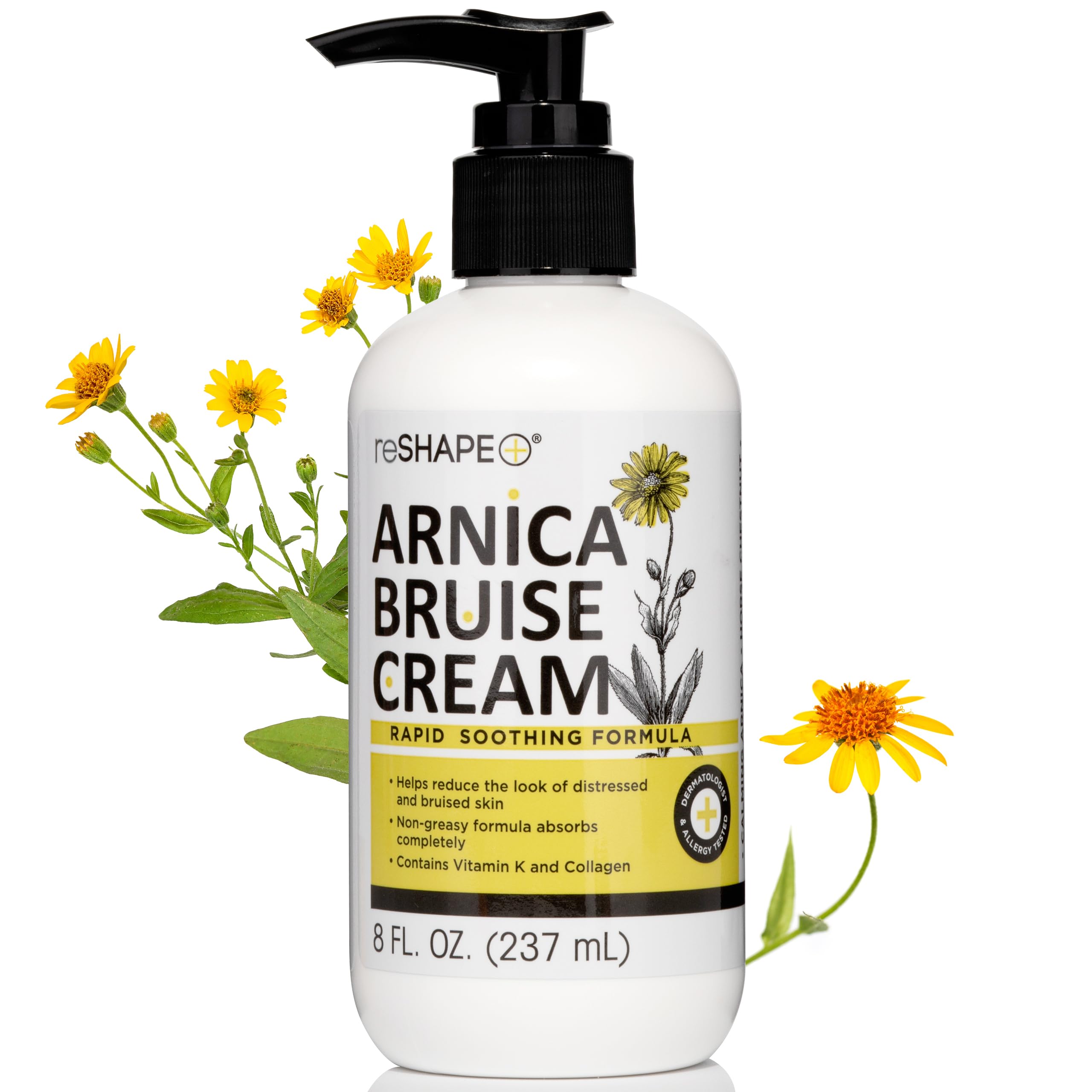 Reshape+ Arnica Bruise Relief Topical Cream For Bruising, Swelling, & Discoloration On Skin, Natural Skin Care Homeopathic Arnica Lotion W/Vitamin K,