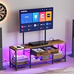 CHOEZON TV Stand with Mount, Power Outlet and LED Light, Entertainment Center, Adjustable TV Stand, for 32-70 inch TVs, 2-Tier Storage, for Living Room, Bedroom, Rustic Brown and Black TDS13UDBF