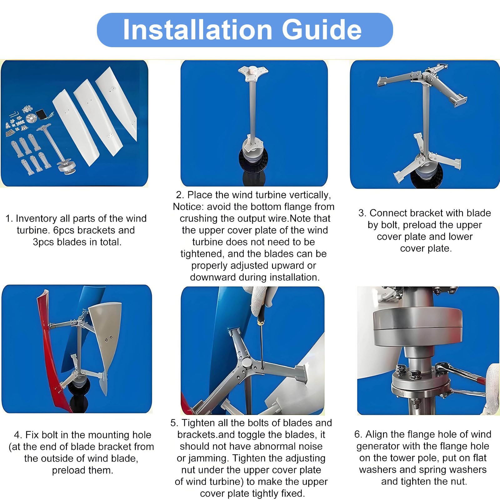 Generatore Eolico ad ASSE Verticale da 300 W - Kit di energia eolica per Esterni a 3 Pale da 12 V/24 V con Controller per soluzioni di energia rinnovabile e Alimentazione Fuori Rete 24V~300W