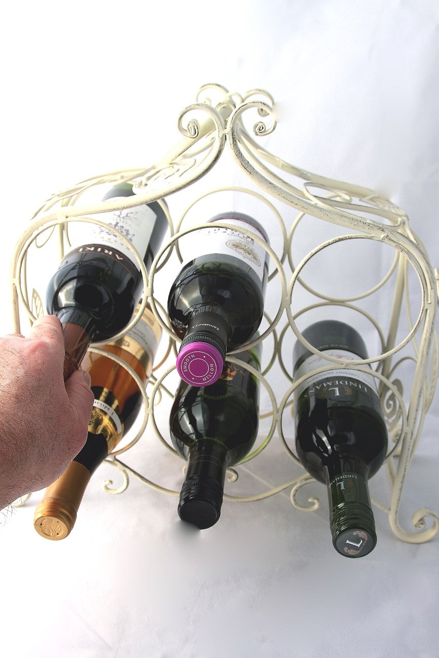 Black Country Metal Works 'Lille' table top Vintage wine Rack or Wine store (French Cream)
