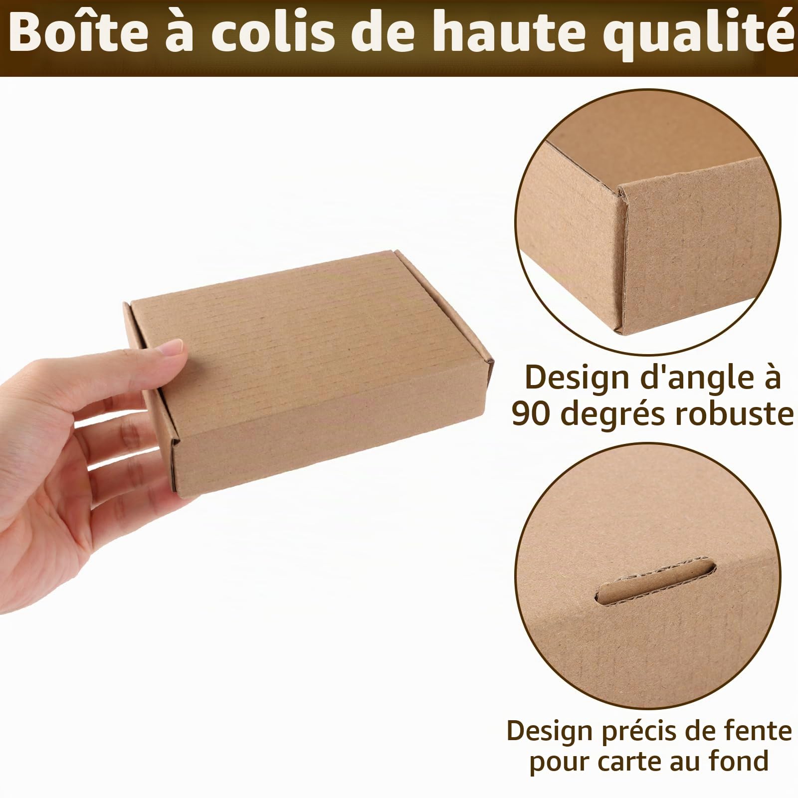 50 Pièces Boîtes d'expédition en carton ondulé, 14 x 9 x 3 cm, boite carton, carton emballage colis, Boîtes d'expédition plates, pour Emballage, Mailing, Business