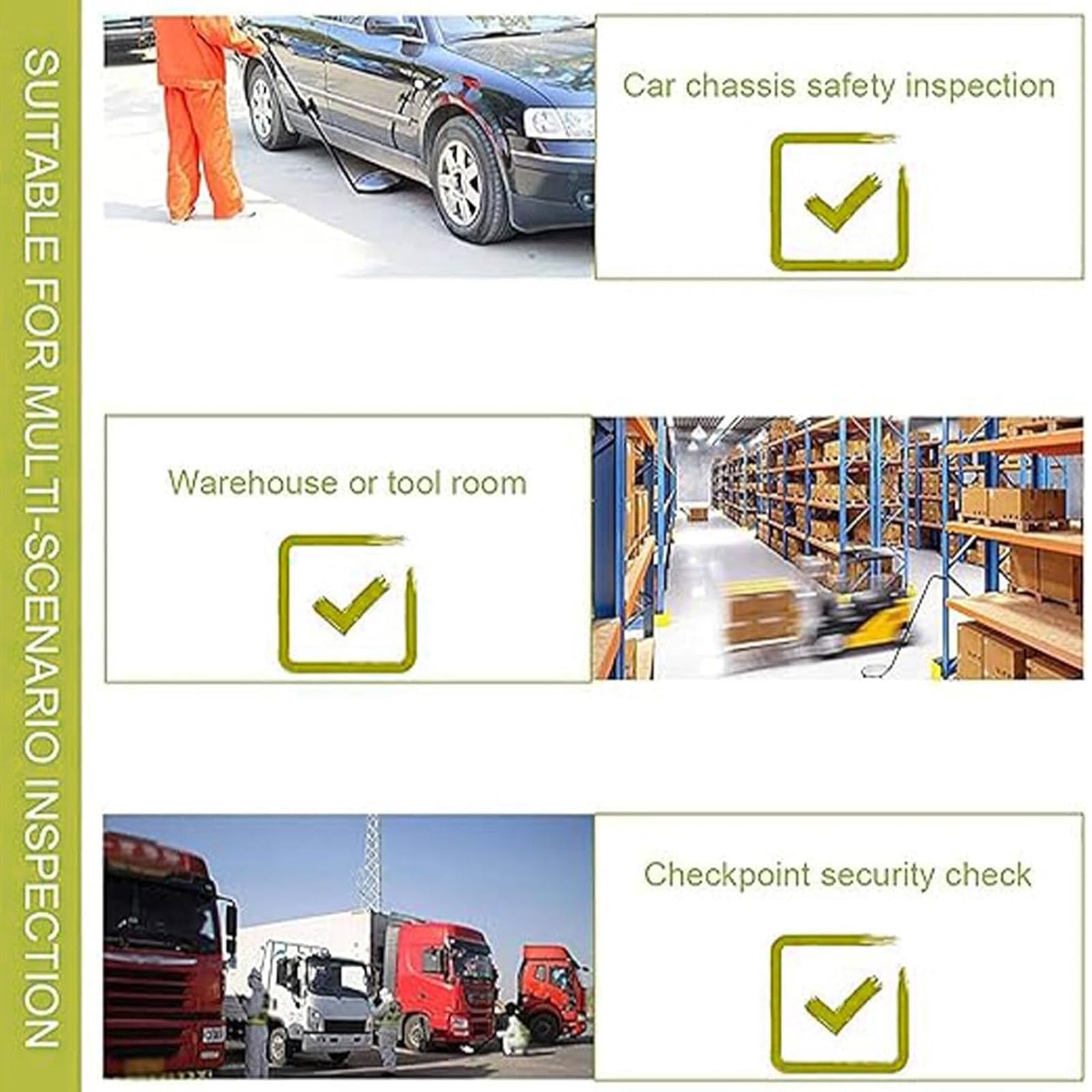 Espejo De Inspección De Bajos De Vehículos, Inspector De Seguridad De Búsqueda Convexa con Luz Led, Longitud Ajustable De 120 A 140 Cm, Diámetro De 30 Cm, Aparato Óp