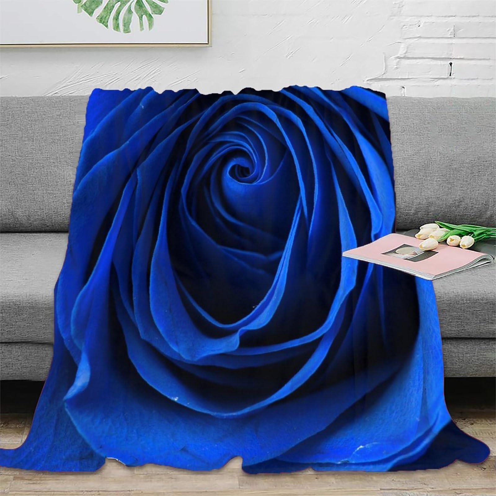 Jeté de canapé BlueRoseFlower couverture douce source de sérénité
