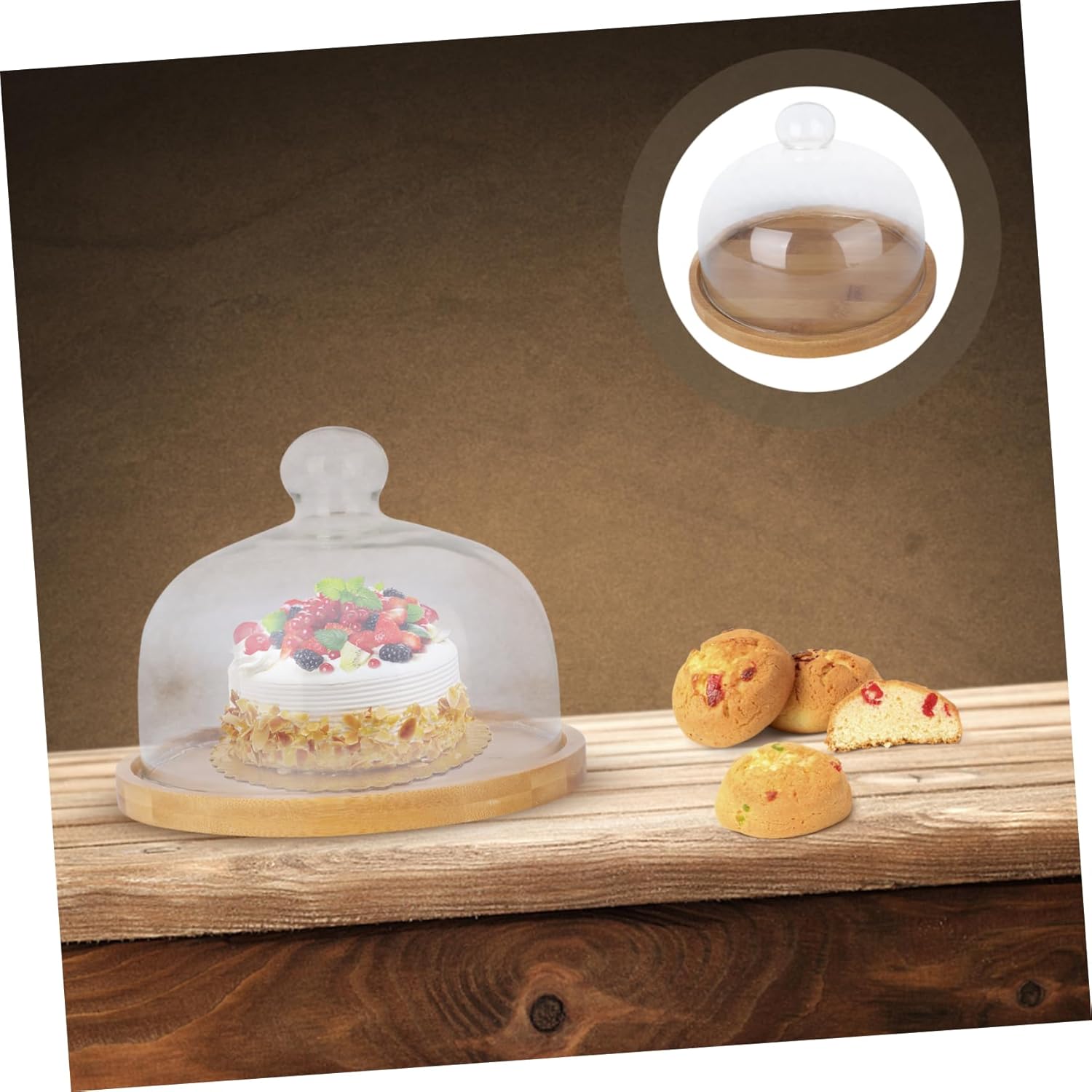 Glass Cake Carrier with Dome Lid and Base Portable Container for Storing and Transporting Cakes Cupcakes and Desserts Food-grade Material