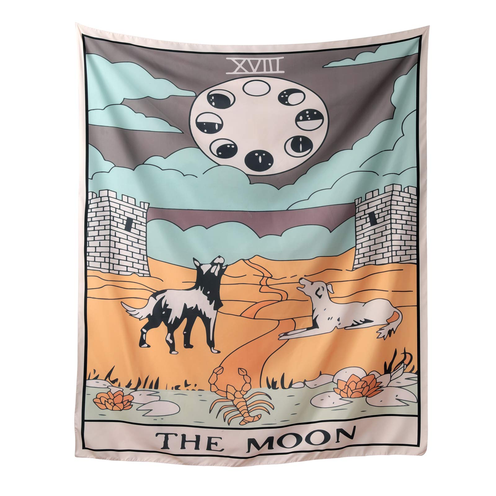 Tapiz De Tarot Para Colgar En La Pared, Colcha De Adivinación De Astrología, Mandala De Playa Mattwich, Tapiz De Luna De Sol Blanco Y Negro