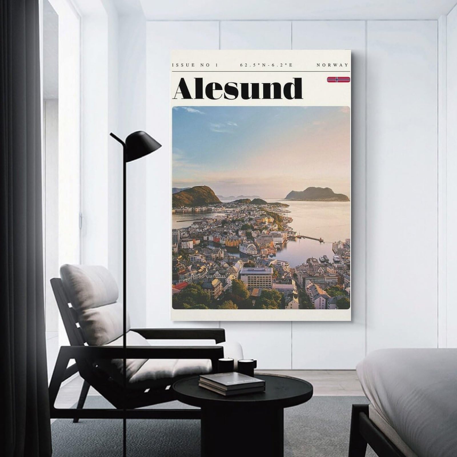 Junmoney Alesund Norway Travel Art Canvas Wall Art, 20x30inch(50x75cm), for Living Room, Bedroom, Office Or Hallway, Versatile Wall Decor for Many Rooms
