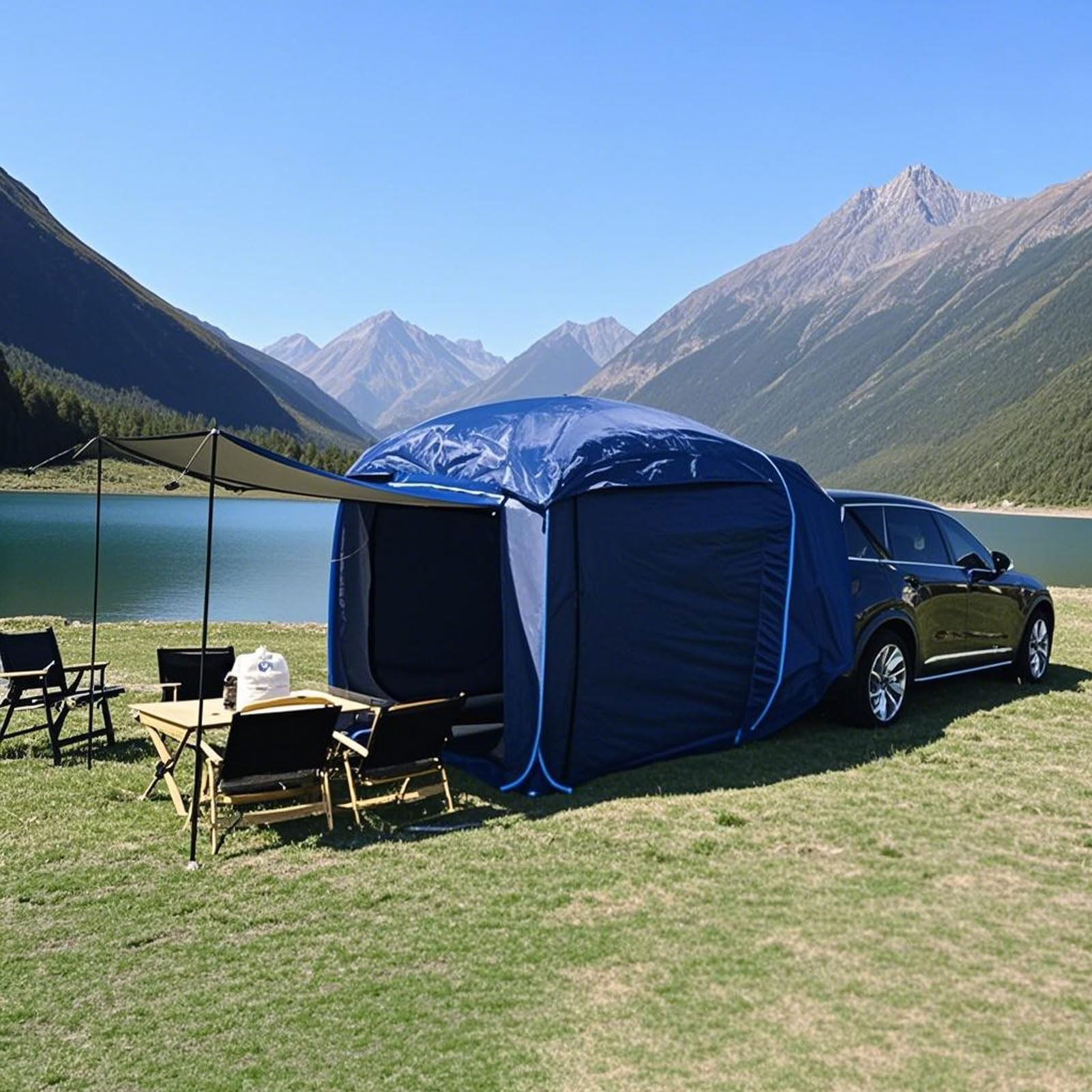 Tienda de Campaña para Coche, Toldo Caravana Coche Furgoneta Camper de Furgoneta, Coche, Camping, SUV, Tienda de Campaña for Maletero, 3-4 Personas, Universal, Impermeable