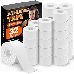32 Pack Athletic Tape White Sports Tape for Wrist Ankle Protection Sports Tape Athletic No Sticky Residue Easy
