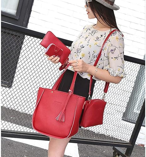 Miniatura 7 de Bolso tipo cartera para mujer tamaño pequeño a la moda bolsa de hombro en bolsas de cuero para niñas 4 bolsas pequeñas