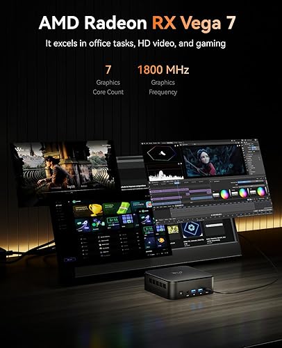 Miniatura 4 de KAMRUI Mini PC E3B con AMD Ryzen 5 7430U (Beat 5500U, hasta 4.3GHz), 16GB DDR4 512GB M.2 SSD Mini computadora, Mini PC para juegos con USB tipo C