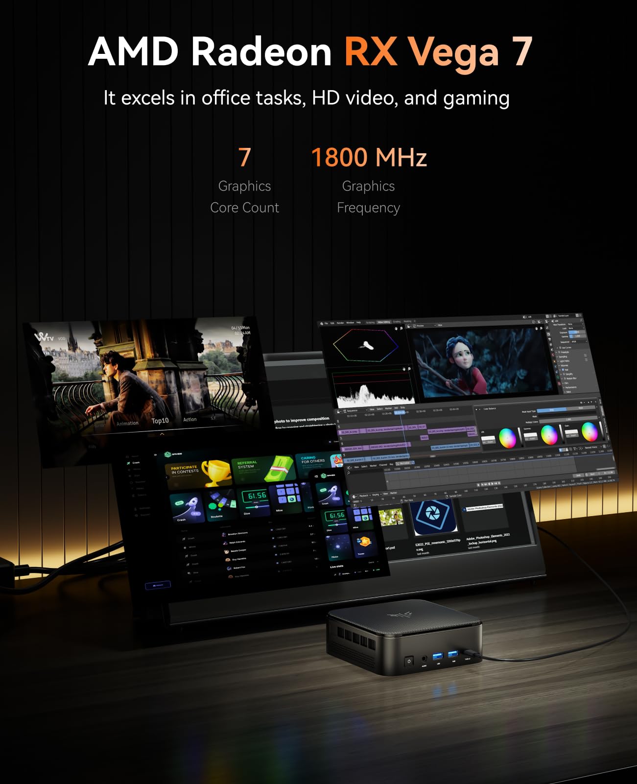 KAMRUI Mini PC with AMD Ryzen 7 PRO 5875U, 16GB DDR4 512GB M.2 SSD